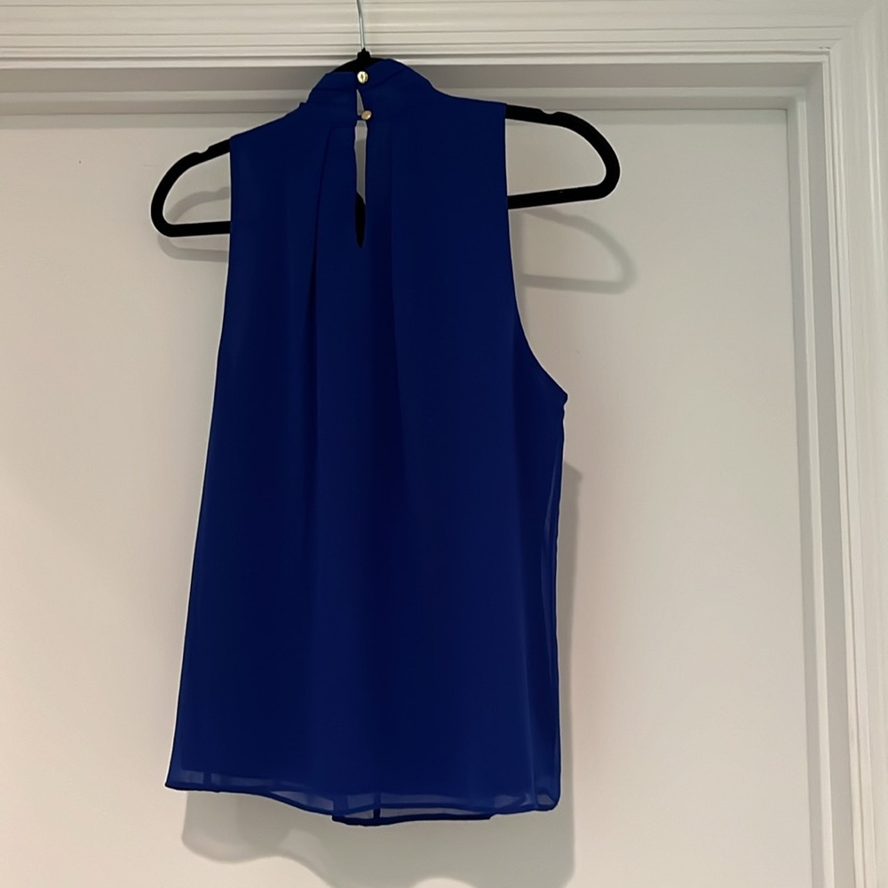 NWOTs Calvin Klein Royal Blue Chiffon Blouse Size Small - Picture 4 of 5